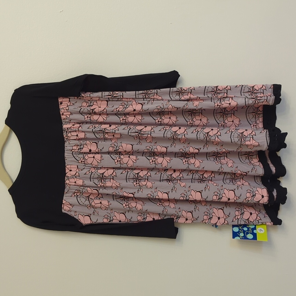 NWT Kickee Pants Long Sleeve Swing Dress, Feather Nautical Floral, 4T - Picture 7 of 9